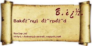 Bakányi Árpád névjegykártya